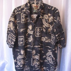 Pineapple Connection Men's Asian Print Shirt Sz XL